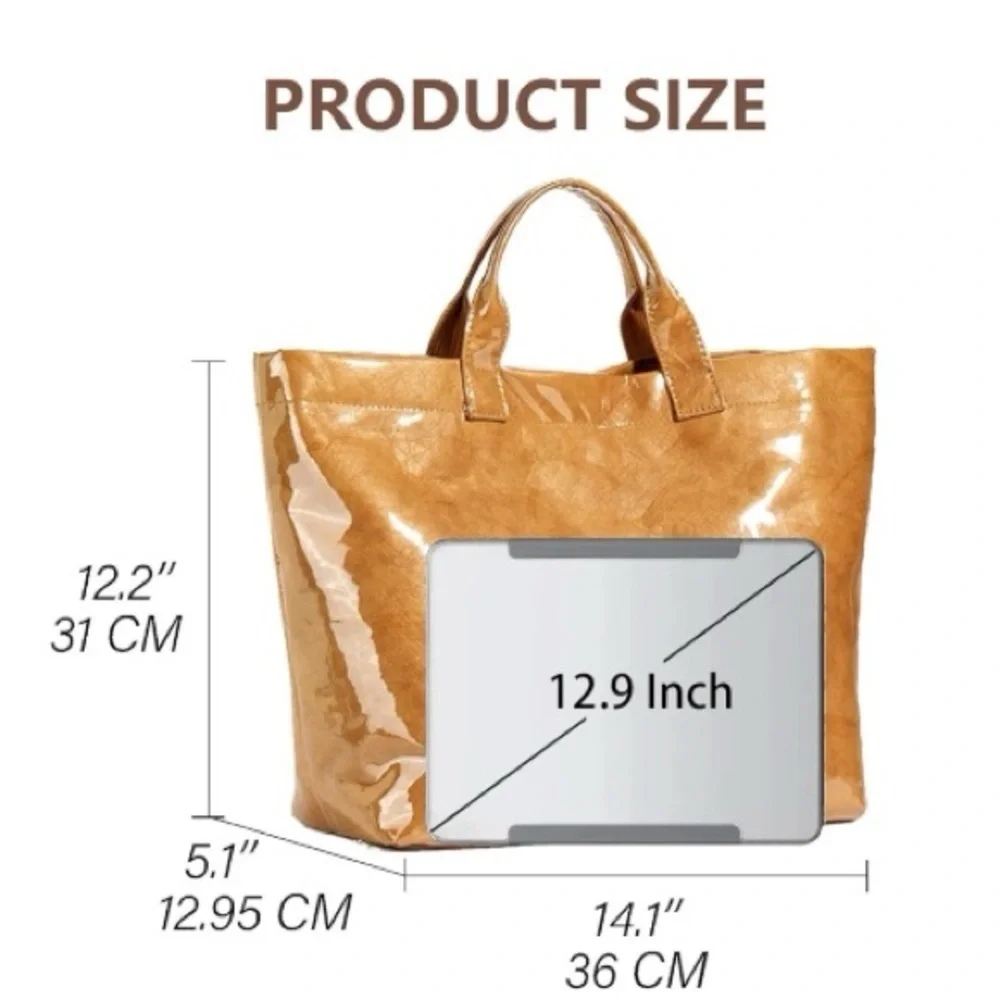 Coffee Brown‎ Paper Tote Bag | Lightweight | Durable & Spacious | Brand New